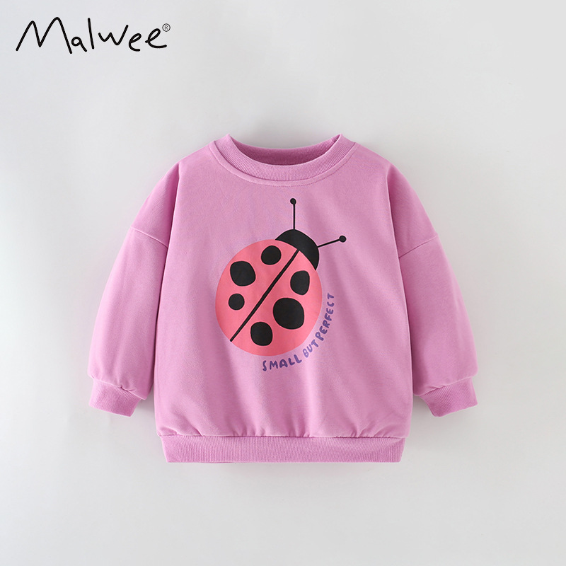 malwee children's sweater autumn new European and American children's casual little girl's round neck shirt long sleeve western style top
