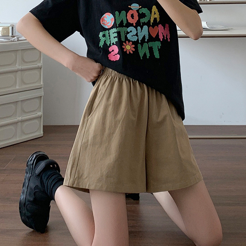 Cotton and Linen Tooling Shorts Women's Thin Pants Loose Slim-fit a-shaped Wide-leg Pants
