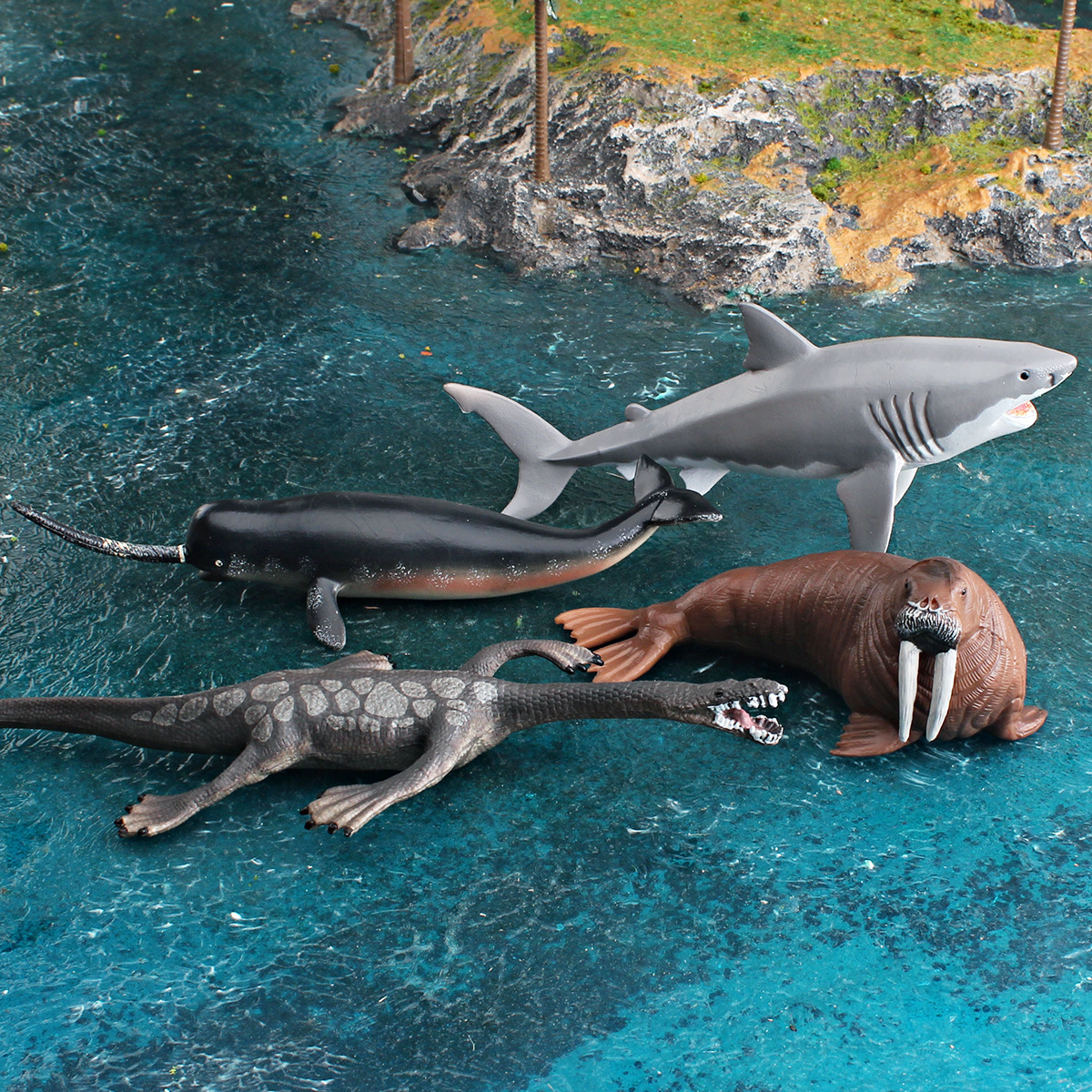 Picture of Cross-border simulation marine animal model Magic Dragon big white shark walrus sharp nose whale submarine biological decoration toy