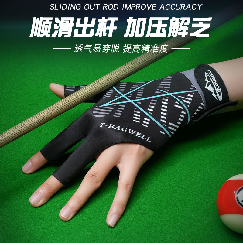 Picture of Billiards Gloves Exposed Three-Finger High Elastic Breathable Lightweight Snooker Billiard Gloves Non-Slip Left Hand Single for Men and Women
