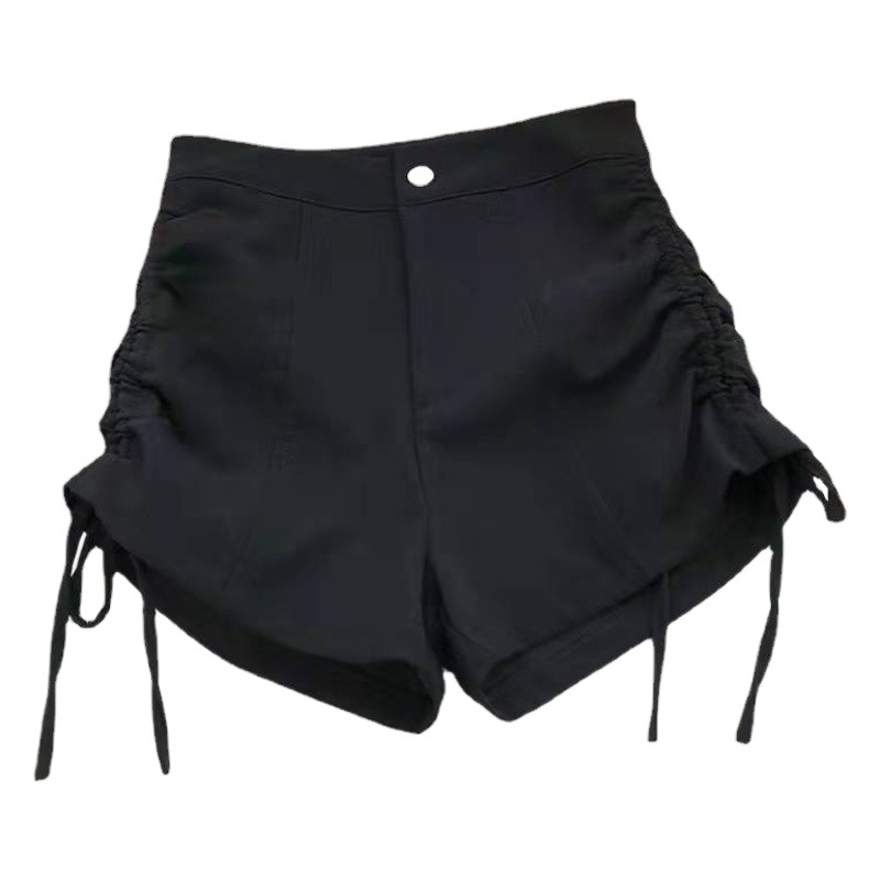 Women's High Waist Slim Shorts with Lace on Both Sides Fall/Winter 2022 New Korean Style Design Tight A- Shaped Casual Pants