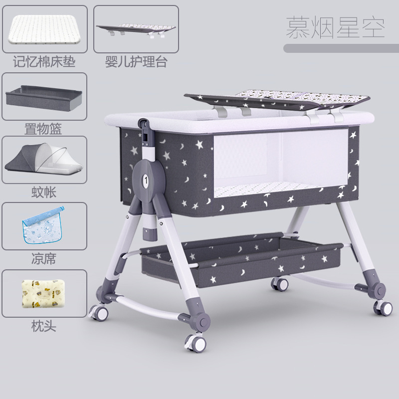Picture of Baby Bed Neonatal Bed Splicing Big Bed Baby Shaker bb Children's Bed Multi-functional Mobile Foldable Bed