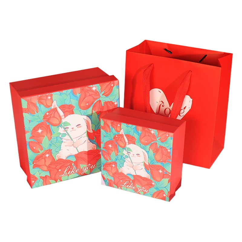 Valentine's Day gift box red square cosmetic lipstick packaging box for girls heaven and earth cover gift box manufacturers wholesale