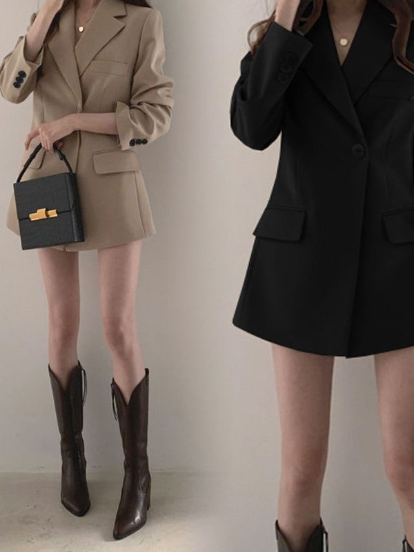 Picture of Black Casual 2025 New Spring and Autumn Korean Style Elegant Suit Top Suit Jacket Women's High Sense