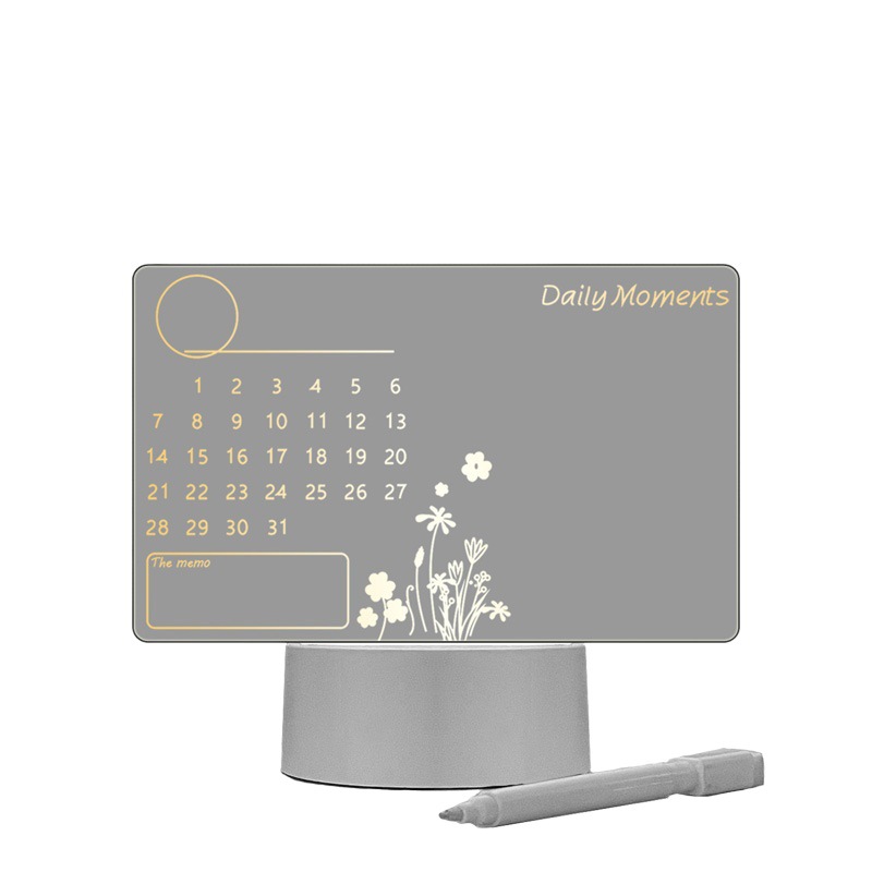 Send pen acrylic transparent luminous note board erasable plan message board desktop calendar small whiteboard night light