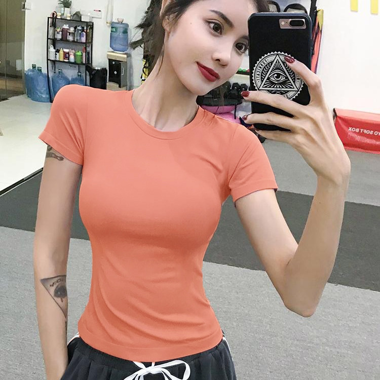 Summer Simple Fashionable Yoga Clothes Slimming Look Popular New T-Shirt Running Fitness Tops Short-Sleeved Women's Elastic