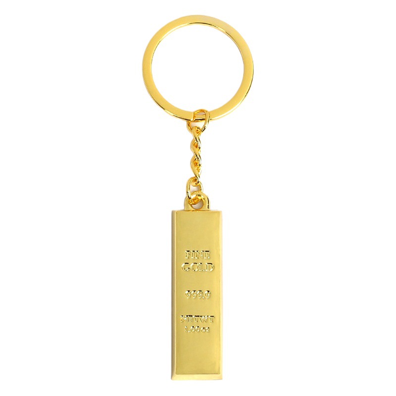 Cross-border Amazon small gifts wholesale creative metal gold brick keychain custom LOGO mini gold bar keychain