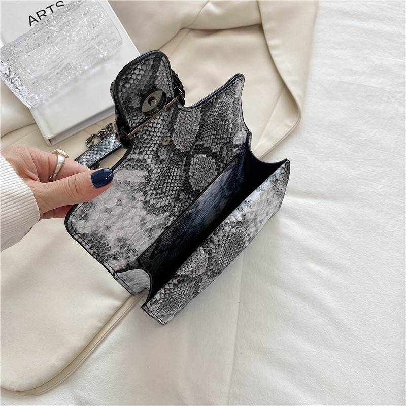 Picture of Fashion Women's Bag 19cm Wide Small Square Bag Color Crocodile Pattern Flip Foreign Trade Small Backpack Chain Crossbody Shoulder Bag