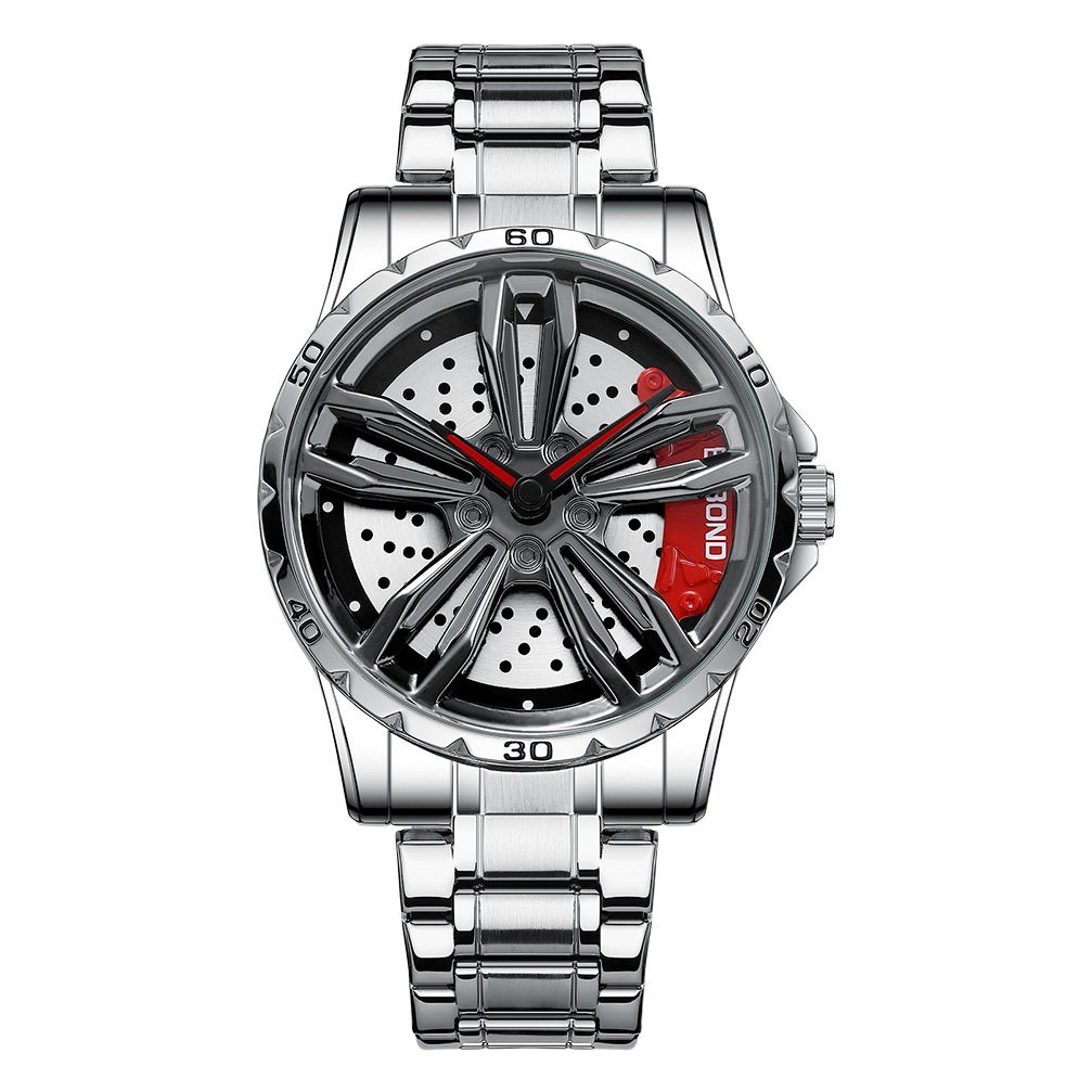 Wheel Hub Motorcycle Watch Men's Stereo Hollow Rotating Car Refitting Junior High School Students Mechanical Fashion Men's Watch