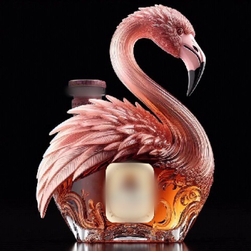 Creative Flamingo Glass Craft Whiskey Bottle Glass Hand Painted