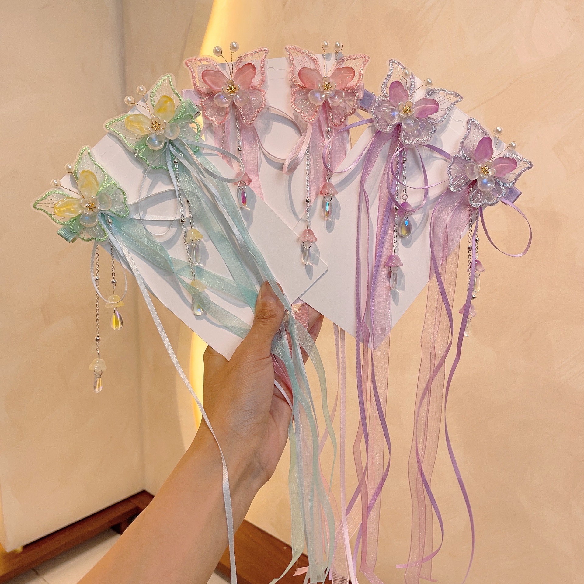 Children's Antique Hairpin Girls' Hanfu Headwear Ancient Clothing Accessories Little Girl's Chinese Style Butterfly Tassel Strap Hair Accessories