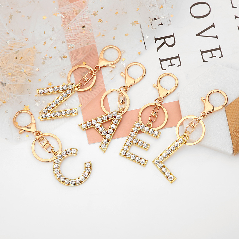 Cross-border new small fragrance key chain fashion personality new 26 letters key chain