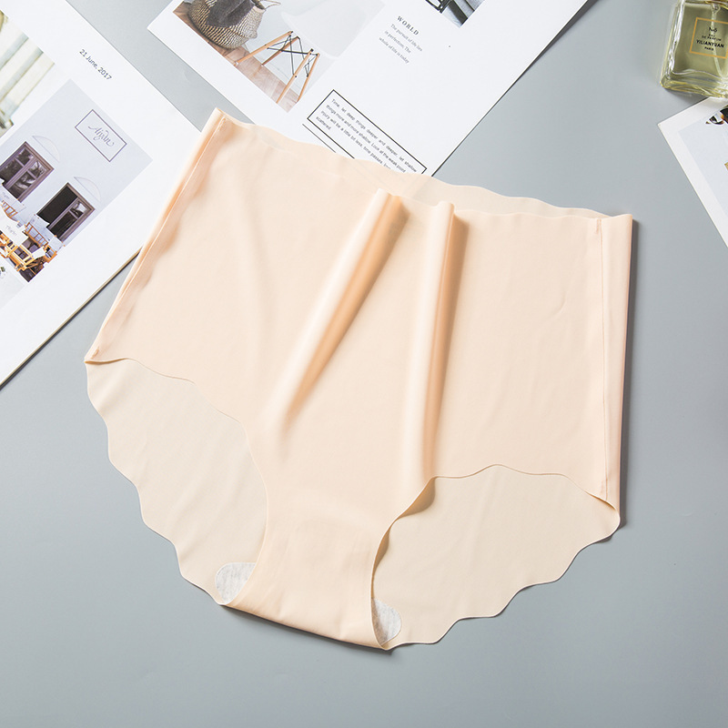 Picture of Ice Silk High Waist Underwear Women's Abdominal Tucking Traceless Large Size Solid Color Women's Underwear Cotton Crotch Breathable One-piece Underwear