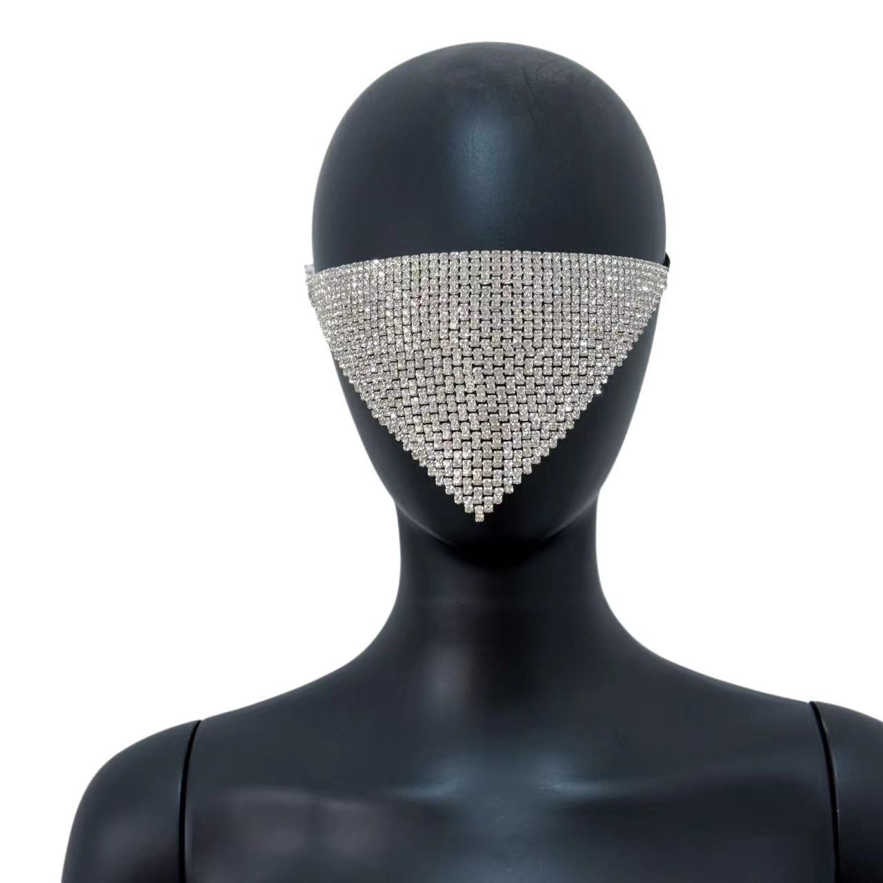 European and American Cross-border Claw Chain Rhinestone Mask Personality Masquerade Tassel Mask Halloween Facial Jewelry