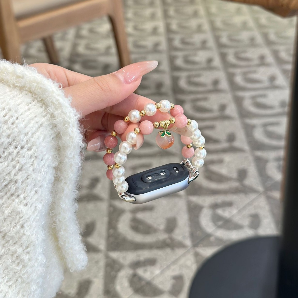 Picture of For millet bracelet 9/8 strap new Chinese elastic pearl beaded wristband NFC version 5/6/7 sports strap