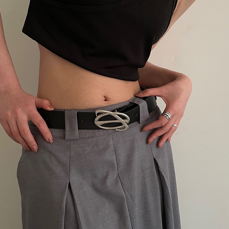 Belt women's design sense niche decoration new summer waist black belt versatile Korean fashion