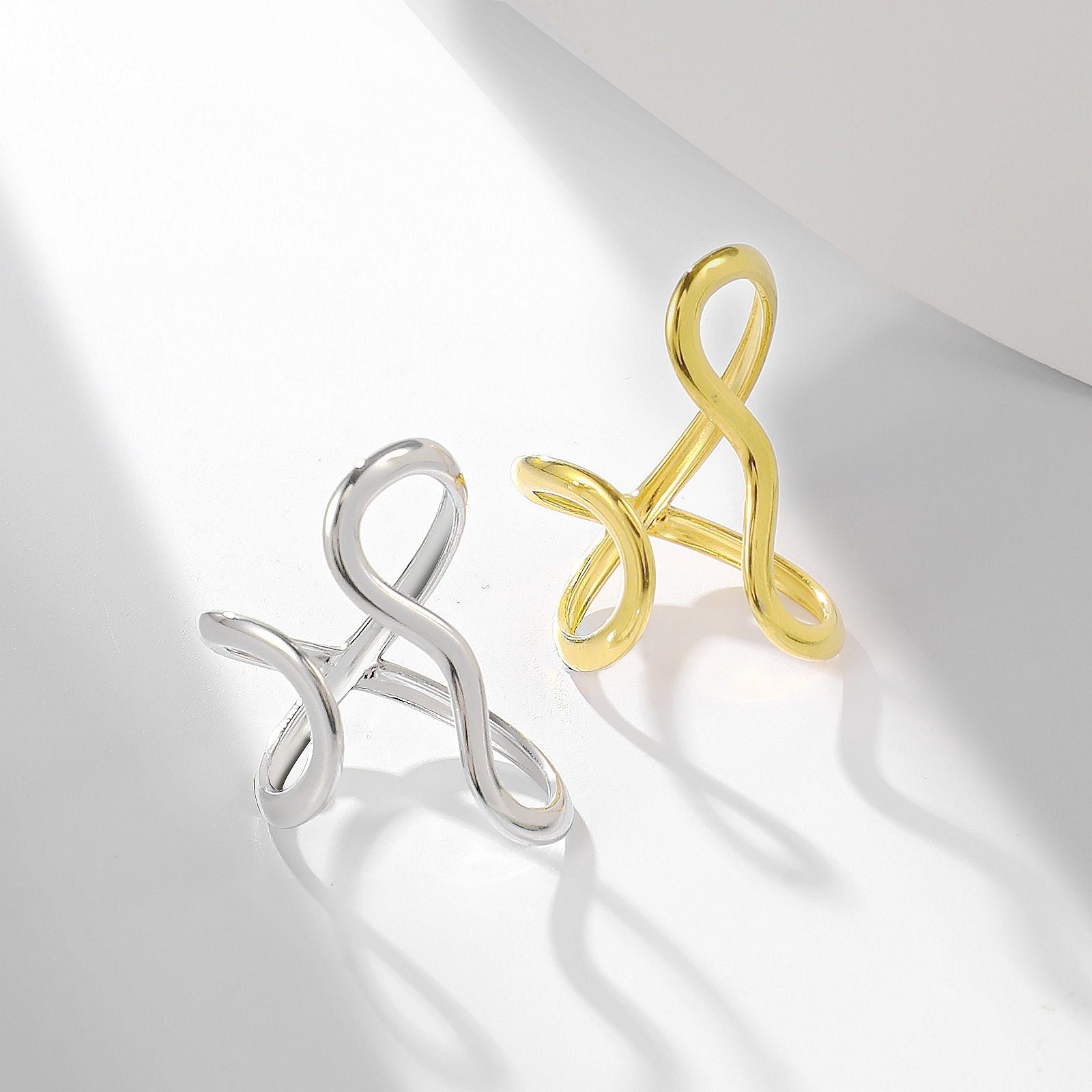 Trendy and Stylish Geometric Titanium Steel Open Ring for Women Ins Fashion Niche Ladies' Ring European and American Hand Jewelry
