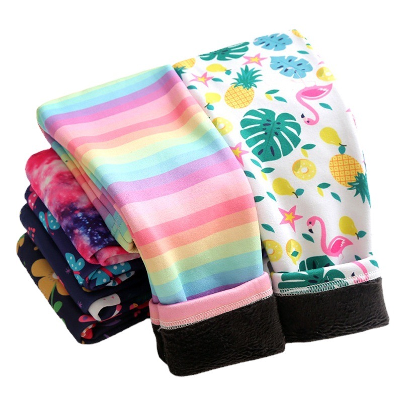 New Girls' Fleece-lined Leggings Thin Fleece Spring and Autumn Outer Wear Children's Milk Silk Trousers Children's Warm Autumn Pants