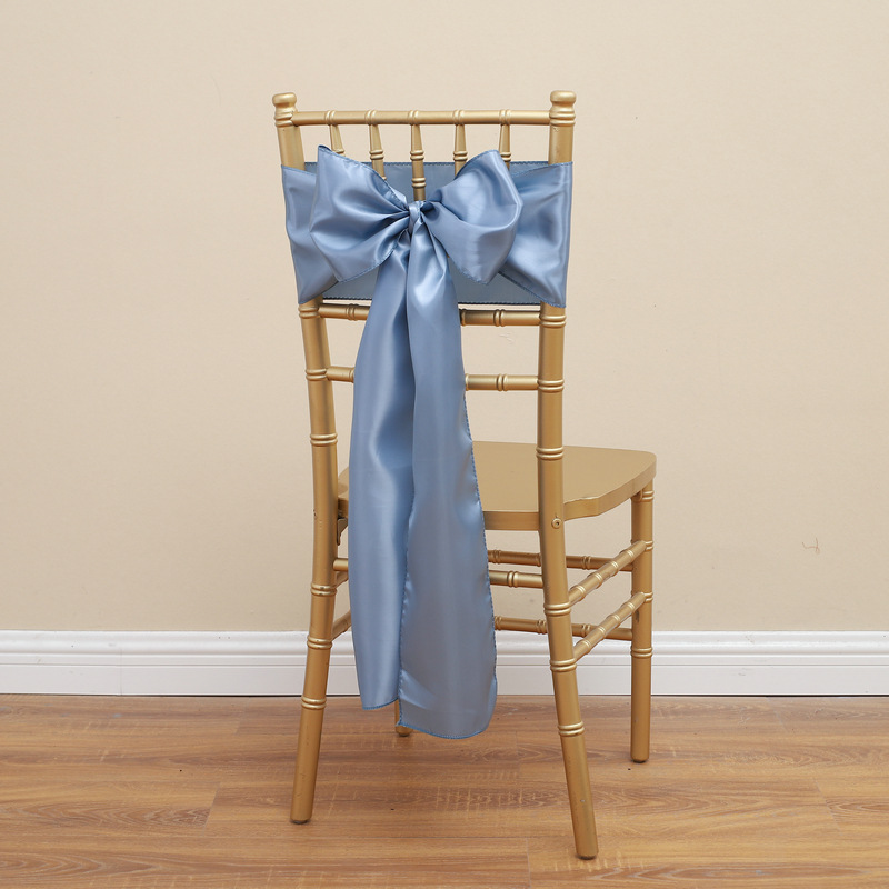 Picture of Chair Cover Bow Tie Hotel Wedding High-end Light Luxury Red Chair Back Flower Decoration Satin Diding Ribbon