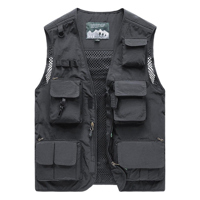 Outdoor Men's Multi-Pocket Workwear Vest Summer Photography Fishing Vest Waistcoat Men's Thin Vest 7898
