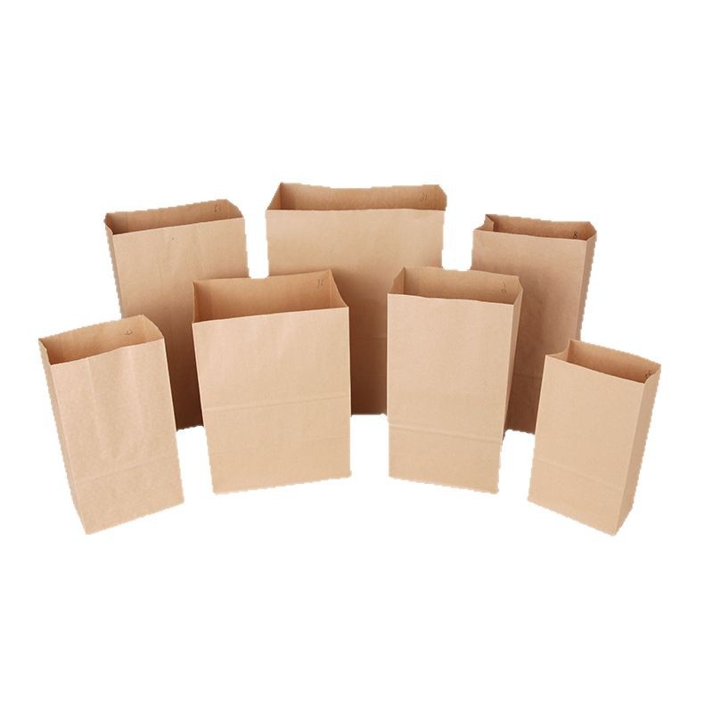 Picture of Square Bottom Bag Kraft Paper Bag Disposable Thickened Oil-proof Baking Hamburger BBQ Take-away Packing Bag Packaging Bag