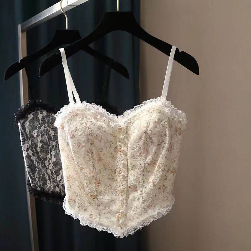 Camisole Women's Autumn and Winter New Elegant Lace Design Tube Top Bottoming Wrapped Chest Sexy Outer Wear Inner Top
