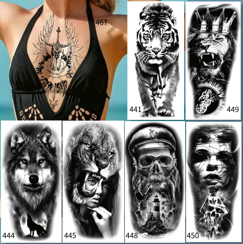 Picture of Small full arm flower arm bronzing glitter luminous painted tattoo stickers cross-border creative funny tattoo stickers manufacturers wholesale