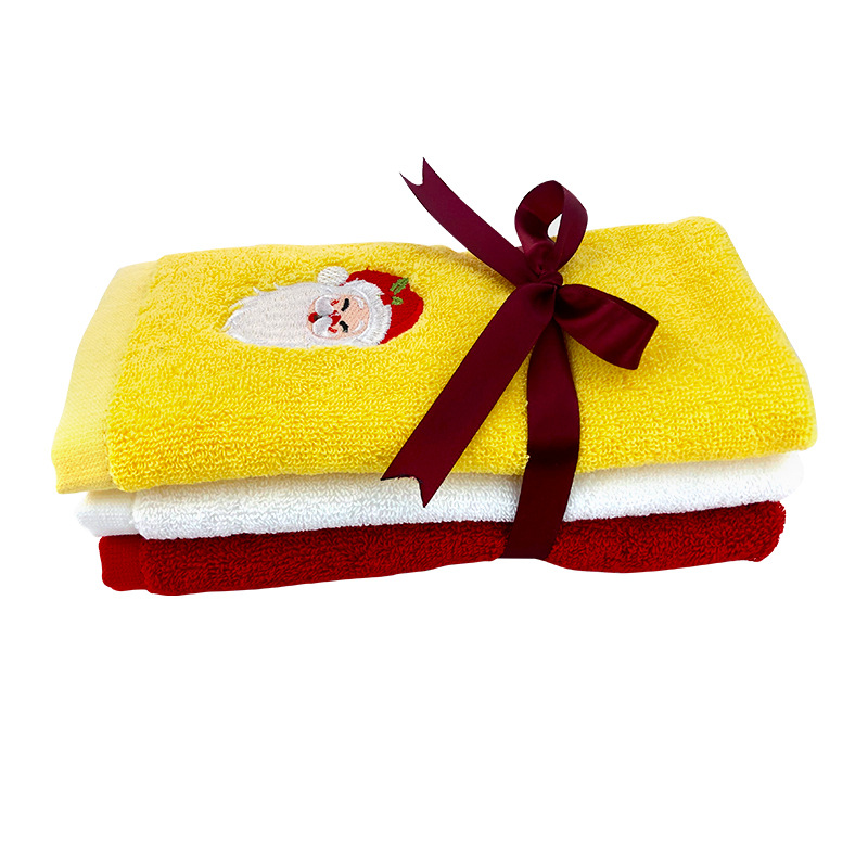 Picture of Christmas towel set wholesale cotton Christmas kitchen towel gift foreign trade Christmas towel embroidery logo