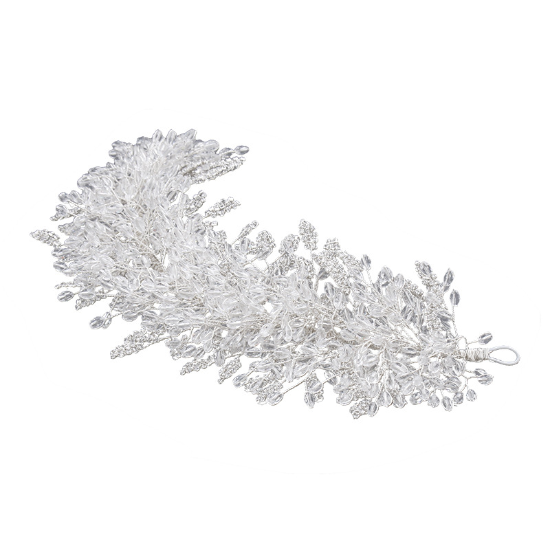 Picture of White crystal handmade beaded rhinestone crown styling hair accessories European bridal wedding accessories wedding accessories wholesale