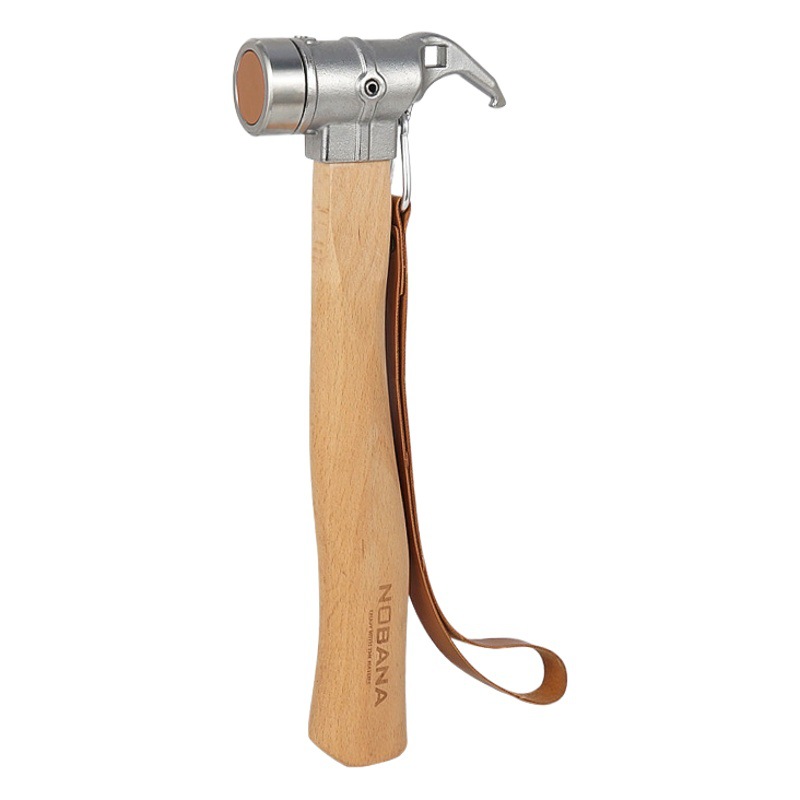 NOBANA Outdoor Stainless Steel Hammer Beech Handle Copper Hammer Camping Multifunctional Tent Canopy Ground Nail Hammer