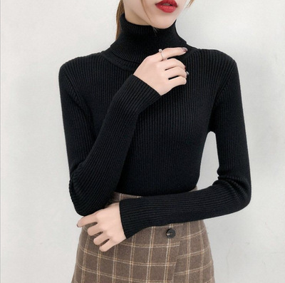 Picture of Autumn Clothing K-Style 2023 New Versatile Pure Color Slim Fit Pullover High Collar Warm Long-Sleeved Knitted Sweater for Women