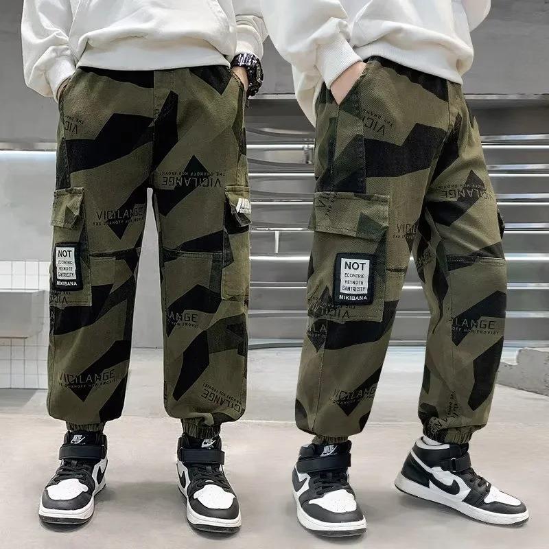 Boys' camouflage pants children's summer pants big boys spring and summer thin overalls 2023 new western style