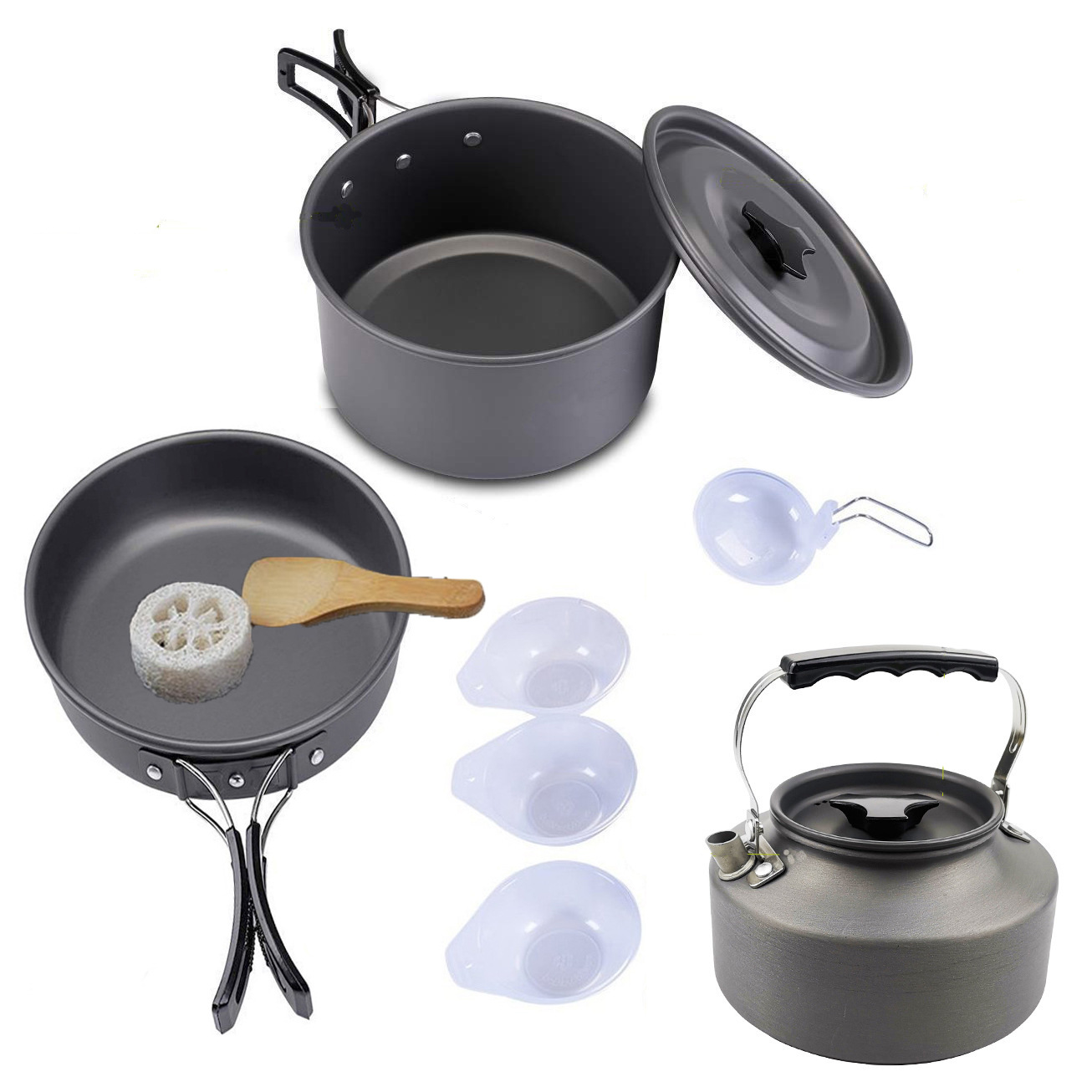 Amazon's Best-Selling Outdoor Camping Pot Set with Teapot Package for 3-4 People, Portable Folding Pot for Camping