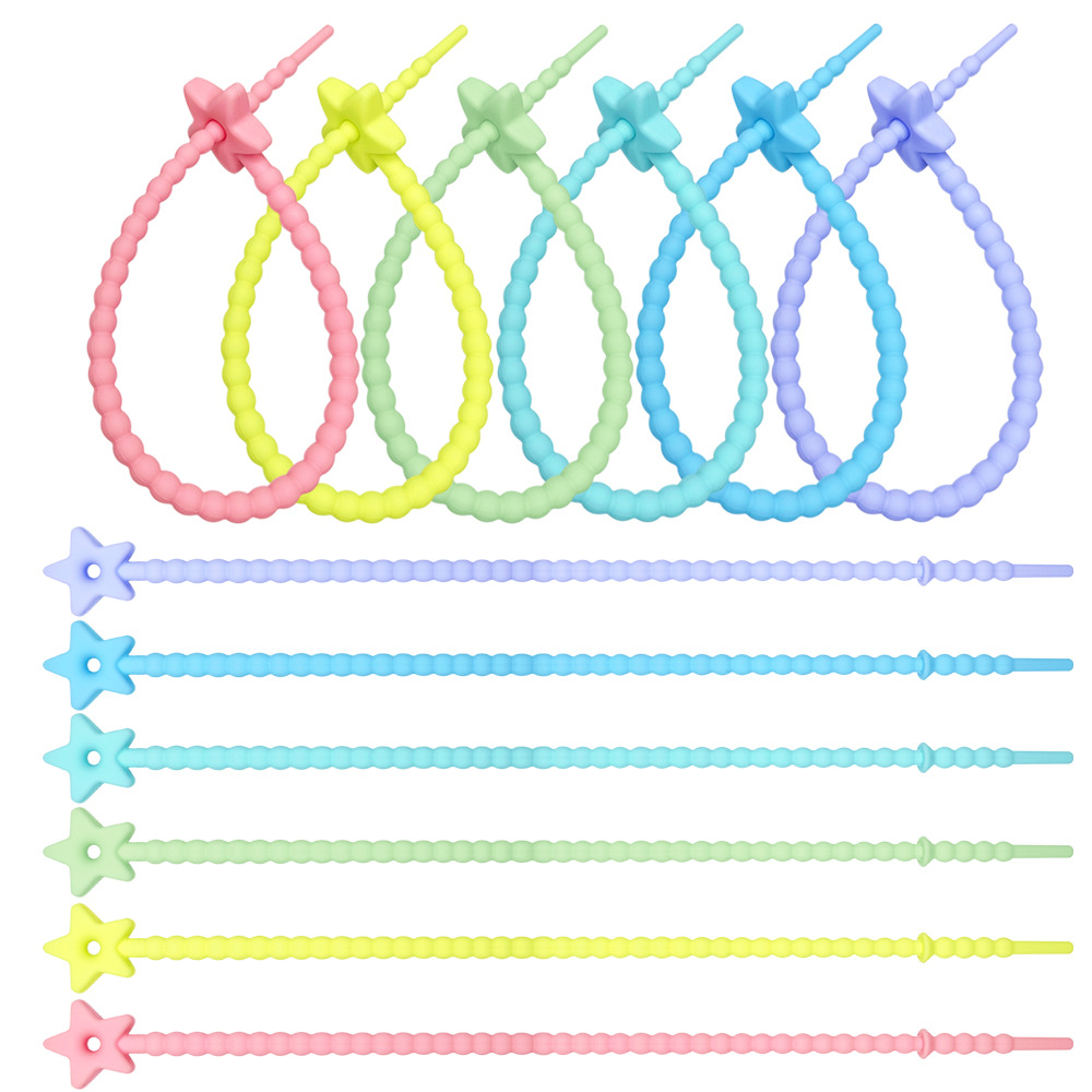 22cm Macaroon Star Silicone Cable Tie Key Chain DIY Jewelry Keychain Accessories Clothing Lanyard