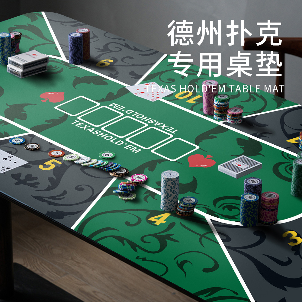 Picture of Texas Hold'Em Poker Table Mat Tablecloth Chip Poker Card Rubber Mat Round Square Tablecloth Mat Blackjack