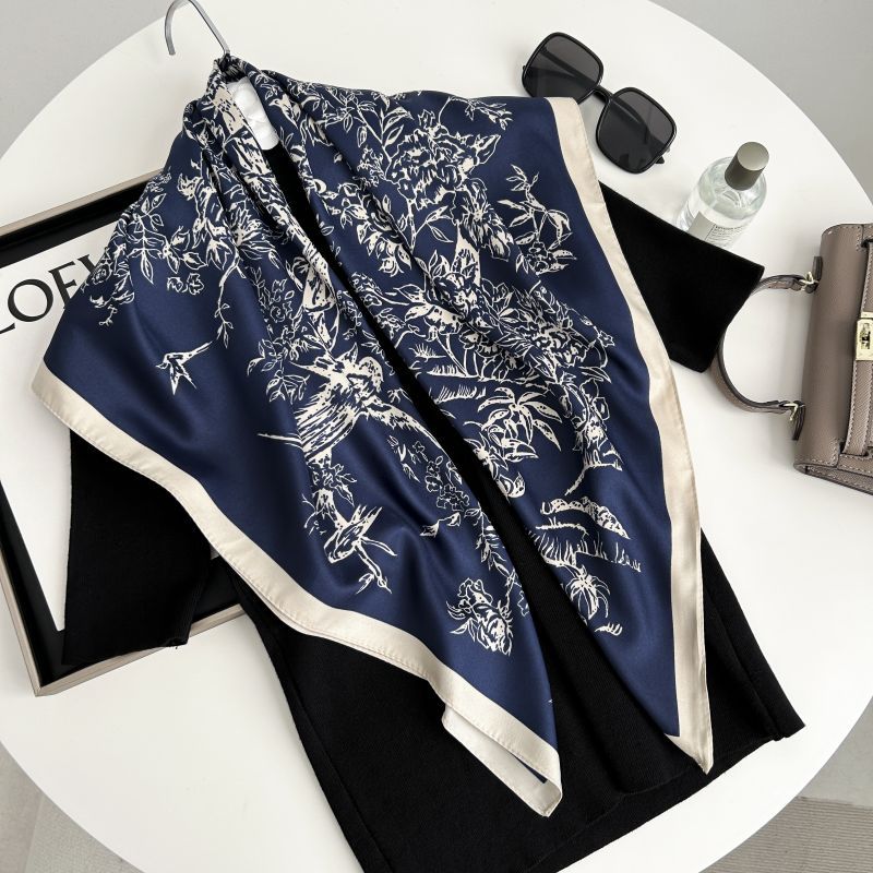 90 Square Scarf New New Chinese Style Ancient Style Elegant Silk Textile Women's All-match Elegant Artistic Twill Decorative Silk