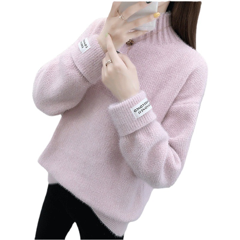 Picture of 2024 New Chenille Loose Lazy Pullover Thickened Bottoming Sweater High Collar Solid Color Sweater Women's Autumn and Winter