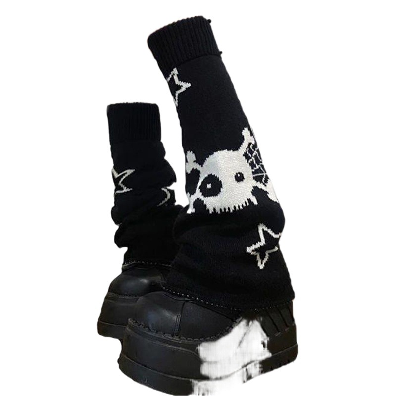 Autumn and Winter Japanese Spice Girls Star Skull Element Leg Cover Subculture y2k Slim Students Pile Socks Positive and Reverse Wear