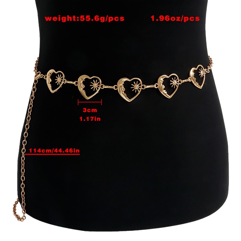 European and American Cross-border Fashion Love Metal Waist Chain Women's Decorative Matching Skirt Pants Chain Trendy ins Heart-shaped Chain Belt Accessories