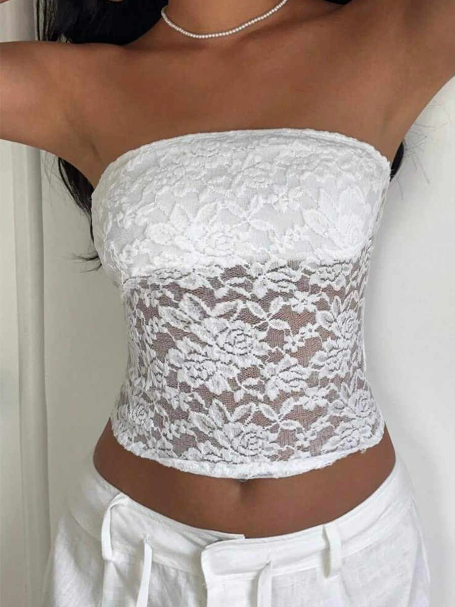 Independent Station Wish Cross-Border Export European and American Lace Tube Top 2025 Summer Sexy Slim Sleeveless Women's Clothing