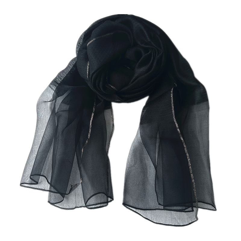 Picture of Amazon Cross-border Thin Silk Scarf Women's New Autumn Sunscreen High-grade Sense Shawl Silk Gold Tape