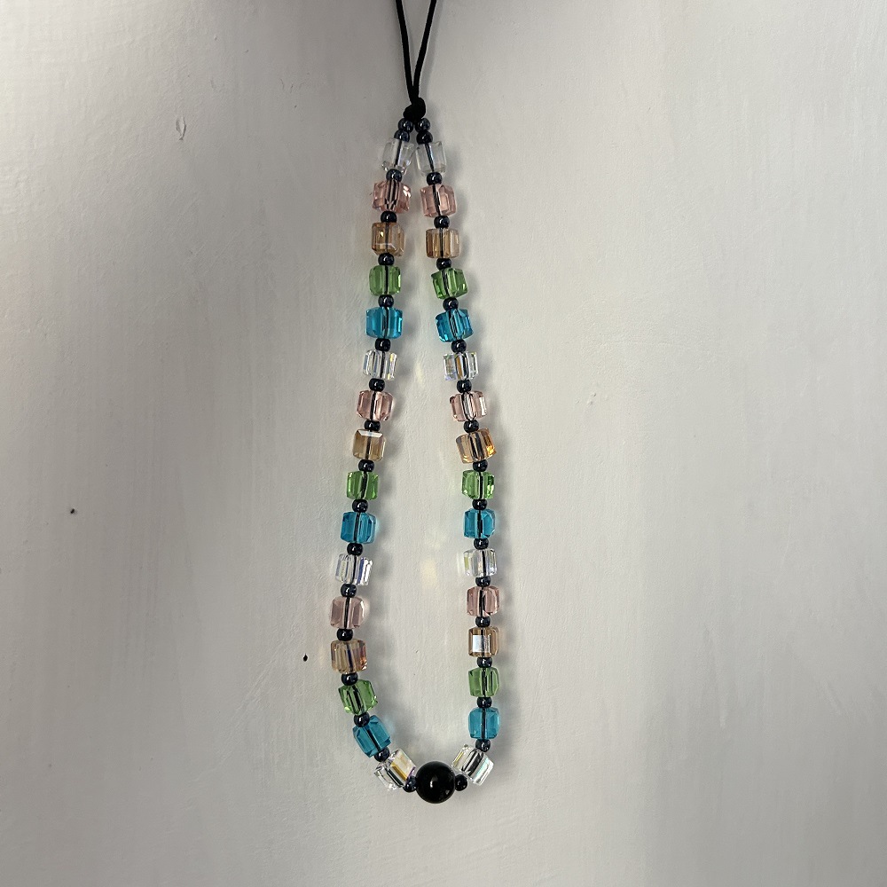 KKBEAD New Dopamine Square Crystal Mobile Phone Hanging Chain Color Original Design Mobile Phone Case Hanging Ornaments