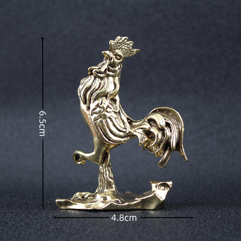 Picture of Golden Rooster Independent Striking Brass Ornaments Zodiac Chicken Office Ornaments Gift Birthday Gift Tea Pet