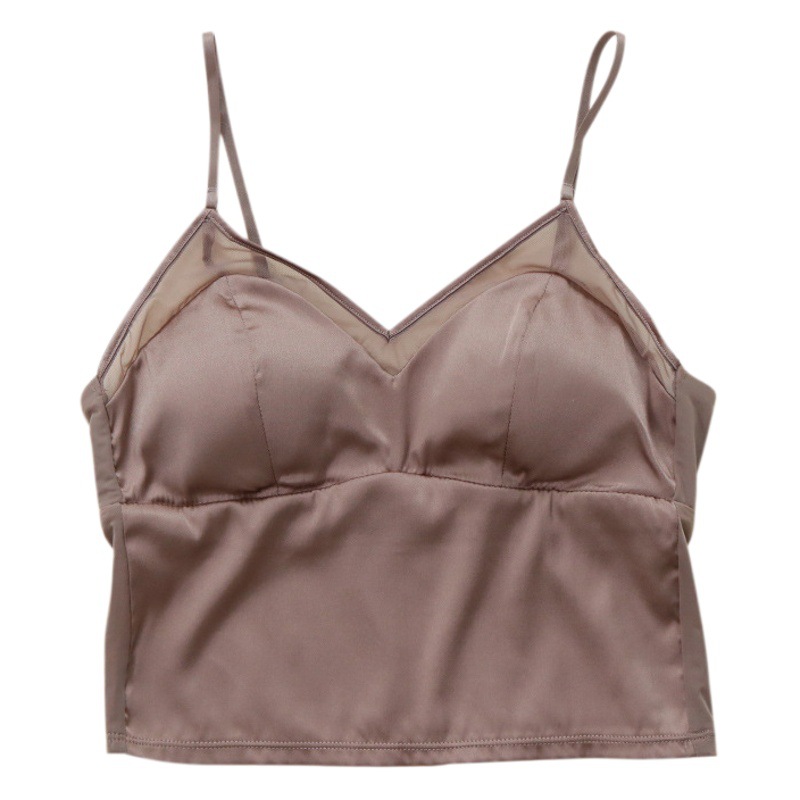 Guo Lian Silk Bra-free Underwear One-piece Camisole Base Top Mulberry Silk Beautiful Back Underwear Women's Summer