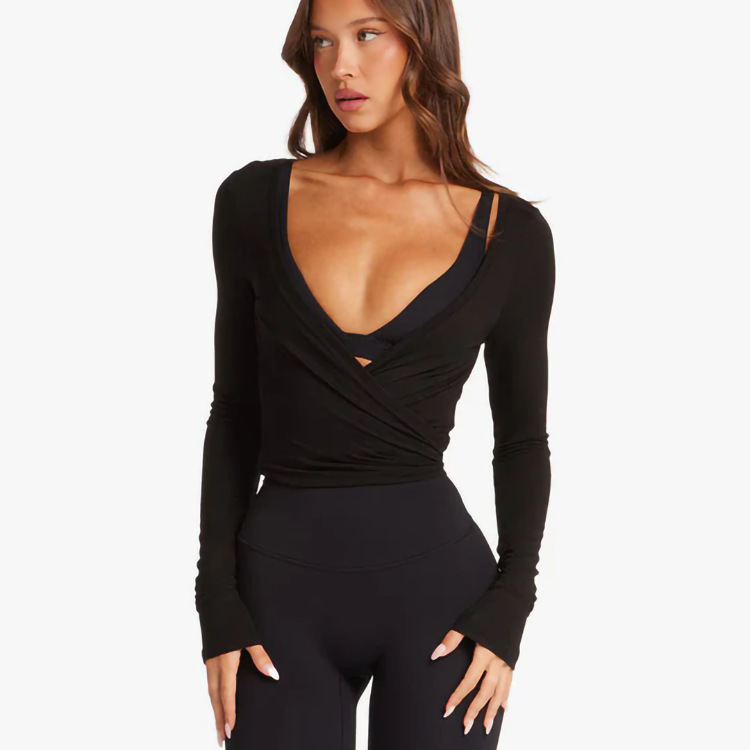 2025 new European and American cross-border yoga long sleeve blouse fitness sports top sexy women tight comfortable wholesale