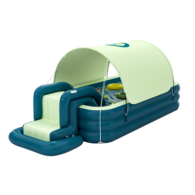 Picture of Automatic inflatable children's inflatable swimming pool slide large naughty Castle thickened awning accessories factory