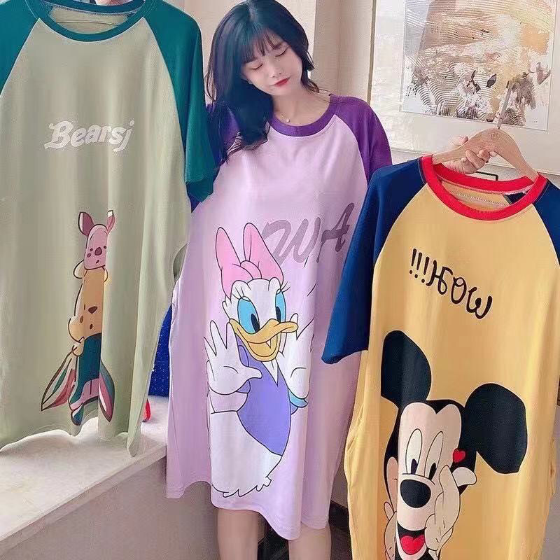 New Summer Cute Cartoon Pajamas Women's Home Clothes Nightdress Women's Loose Large Size Dress Factory Direct Wholesale