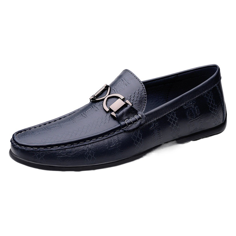 LS9802 Men's Pea Shoes Slip-on Flat Driving Lefu Leather Shoes Set-foot Leather Top Layer Craft Casual Shoes