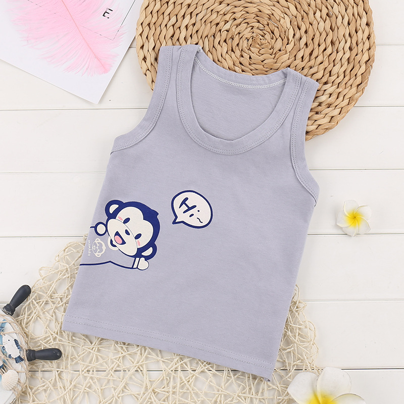 Picture of Children's single-piece vest cotton summer new boys sleeveless top girls Korean version of small and medium-sized children's base shirt wholesale