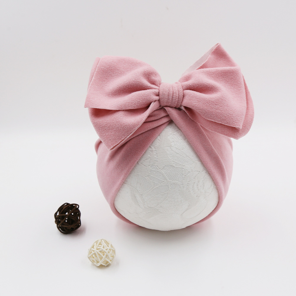 European and American new baby hat double-layer big bow pleated baby pullover hat newborn children Indian hat wholesale